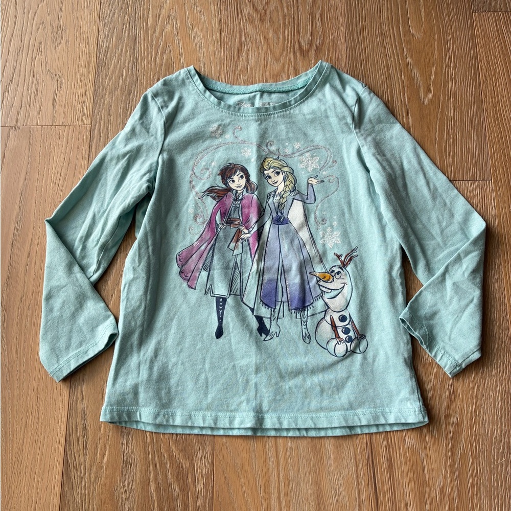 Disney Jumping Beans Frozen Elsa & Anna Graphic Long Sleeve T-shirt size Blue 6